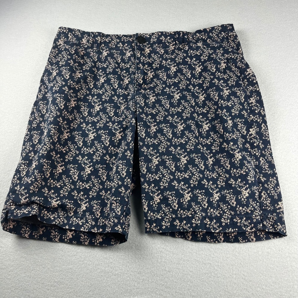 Lee Regular Fit Mid Rise Shorts Womens 12 Navy Blue Pink Floral Cotton 4621793